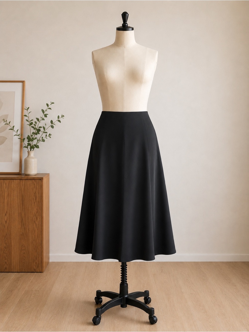 Beymen Black A-Line Midi Skirt Women’s Size2/US 8-10 Flared Lined Made in Turkey